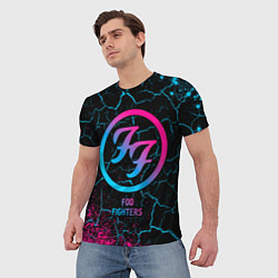 Футболка мужская Foo Fighters - neon gradient, цвет: 3D-принт — фото 2