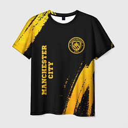 Мужская футболка Manchester City - gold gradient: надпись, символ