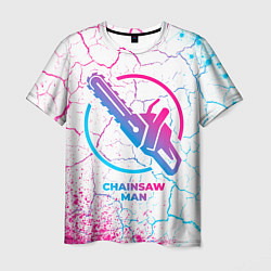 Мужская футболка Chainsaw Man neon gradient style