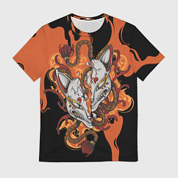 Мужская футболка Огненная маска кицунэ