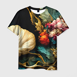 Мужская футболка Винтажные цветы акварелью