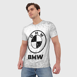 Футболка мужская BMW с потертостями на светлом фоне, цвет: 3D-принт — фото 2