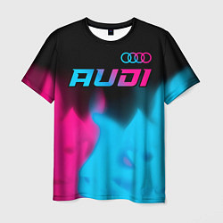 Мужская футболка Audi - neon gradient: символ сверху