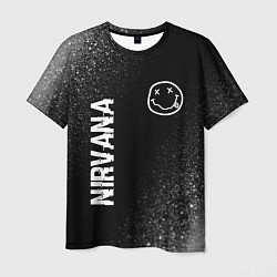 Мужская футболка Nirvana glitch на темном фоне: надпись, символ