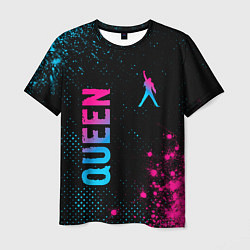 Мужская футболка Queen - neon gradient: надпись, символ