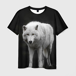 Футболка мужская Белый волк на темном фоне, цвет: 3D-принт