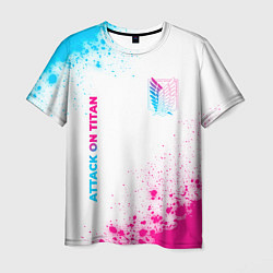 Футболка мужская Attack on Titan neon gradient style: надпись, симв, цвет: 3D-принт