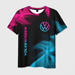 Футболка мужская Volkswagen - neon gradient: надпись, символ, цвет: 3D-принт