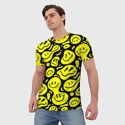 Футболка мужская Кислотный желтый смайлик, цвет: 3D-принт — фото 2