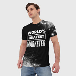 Футболка мужская Worlds okayest marketer - dark, цвет: 3D-принт — фото 2