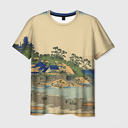 Мужская футболка Японская гравюра с деревней