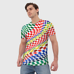 Футболка мужская Разноцветная оптическая иллюзия, цвет: 3D-принт — фото 2