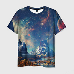 Мужская футболка Горы и бескрайний космос