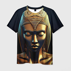 Мужская футболка Нейросеть - золотая статуя египетской царицы