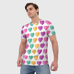 Футболка мужская Яркие сердечки, цвет: 3D-принт — фото 2