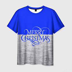 Мужская футболка Merry Christmas синий