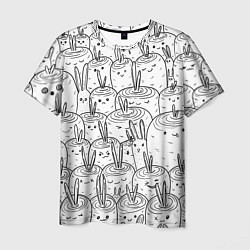 Мужская футболка Раскраска кролики в морковном поле