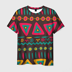 Мужская футболка Разнообразный узор - треугольники, линии и круги