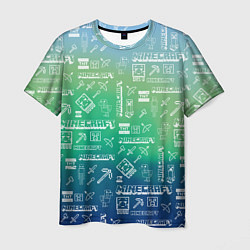 Мужская футболка Майнкрафт символы на потертом фоне