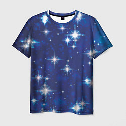 Мужская футболка Сияющие и блестящие звезды в ночном небе