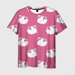 Мужская футболка Сексуальные кролики на розовом
