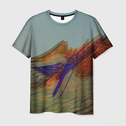 Мужская футболка Волнообразные разноцветные музыкальные линии