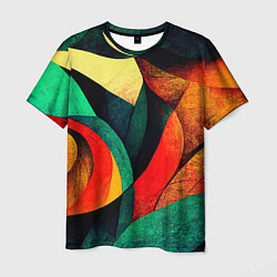 Мужская футболка Текстурированная цветная абстракция