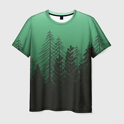 Мужская футболка Зелёный туманный лес