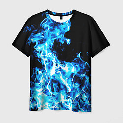 Мужская футболка Красивый неоновый синий огонь