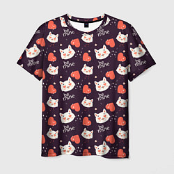 Мужская футболка Паттерн котика на темном фоне