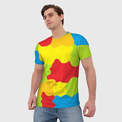 Футболка мужская Кляксы разноцветные - детский камуфляж, цвет: 3D-принт — фото 2