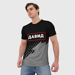 Футболка мужская Давид - в красной рамке на темном, цвет: 3D-принт — фото 2