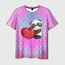 Футболка мужская Милая панда с сердечком, цвет: 3D-принт