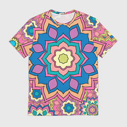Футболка мужская Цветочный разноцветный паттерн, цвет: 3D-принт