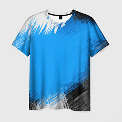 Футболка мужская Абстрактный пятнистый черно-синий узор, цвет: 3D-принт