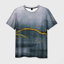 Мужская футболка Серо-светлый абстрактный туман и краски
