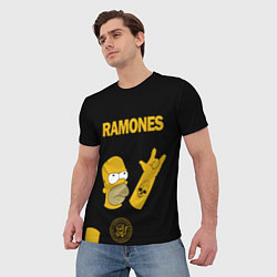 Футболка мужская Ramones Гомер Симпсон рокер, цвет: 3D-принт — фото 2