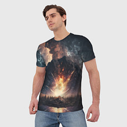 Футболка мужская Галактика, светящаяся над пейзажем, цвет: 3D-принт — фото 2