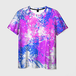 Мужская футболка Разбрызганная фиолетовая краска - светлый фон