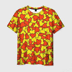 Мужская футболка Красно-желтые сердца