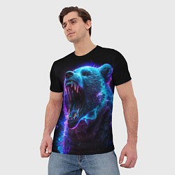 Футболка мужская Свирепый неоновый медведь, цвет: 3D-принт — фото 2