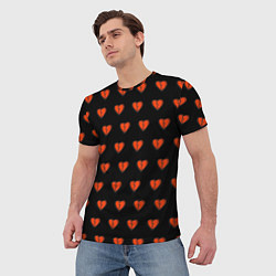 Футболка мужская Разбитые сердца на черном фоне, цвет: 3D-принт — фото 2