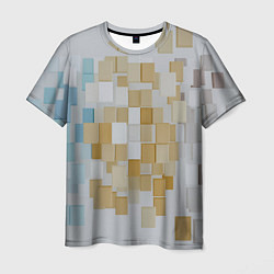 Мужская футболка Геометрические золотые, синие и белые кубы