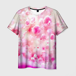 Мужская футболка Розовое множество красок и пузырей
