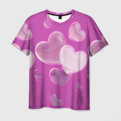 Мужская футболка Сердца на розовов фоне