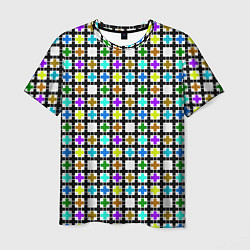 Мужская футболка Геометрический узор в клетку разноцветный
