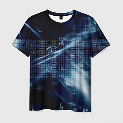 Мужская футболка Тёмно-ледяной фон и бесконечный код