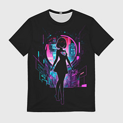 Футболка мужская Silhouette of a cute anime girl, цвет: 3D-принт