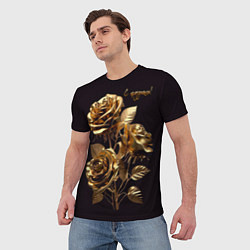 Футболка мужская Золотые розы, цвет: 3D-принт — фото 2