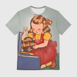 Мужская футболка Девочка с виниловой пластинкой - рождена быть звез